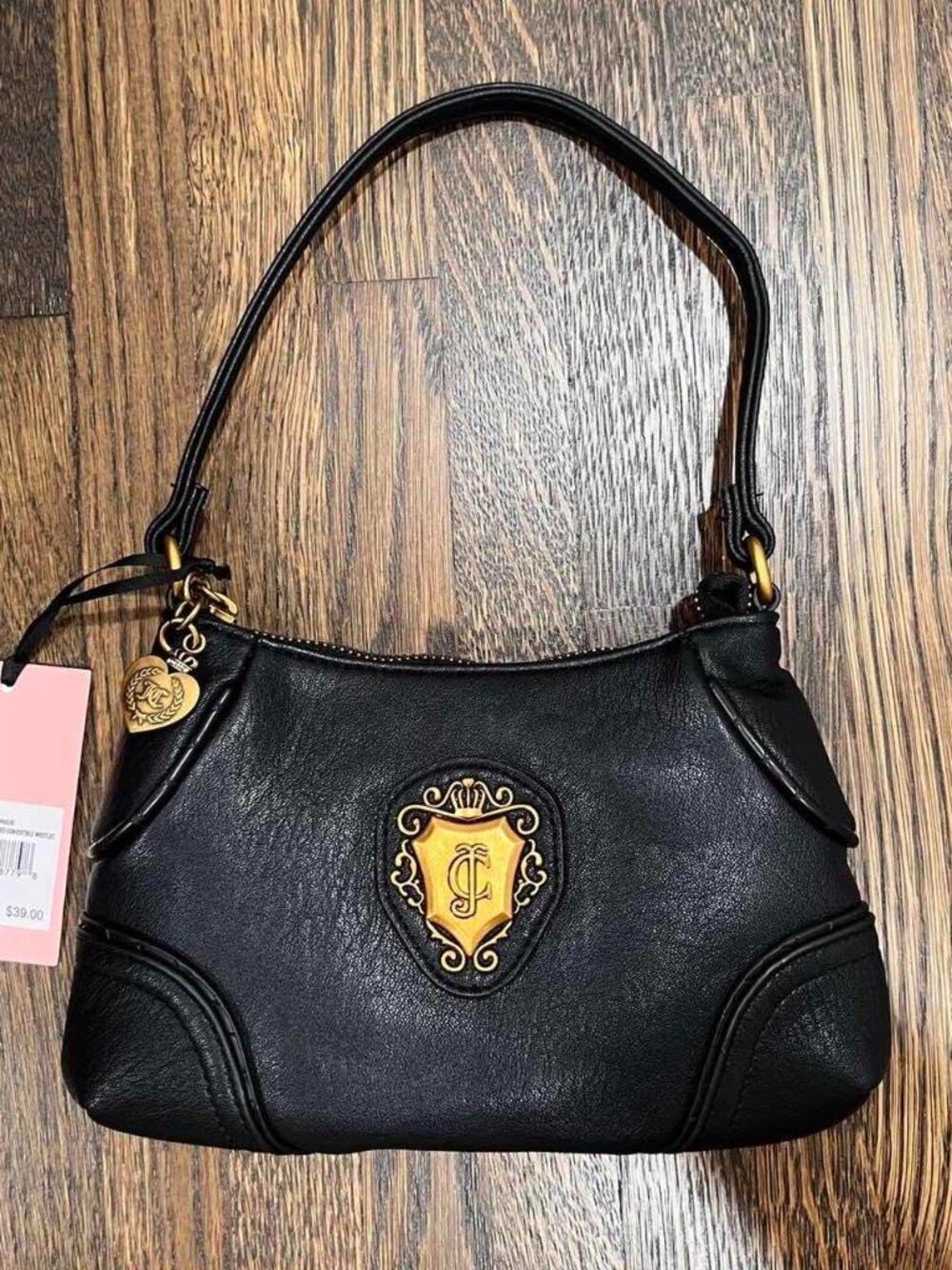 juicy couture romance purse / wrislet in black liquorice y2k NWT